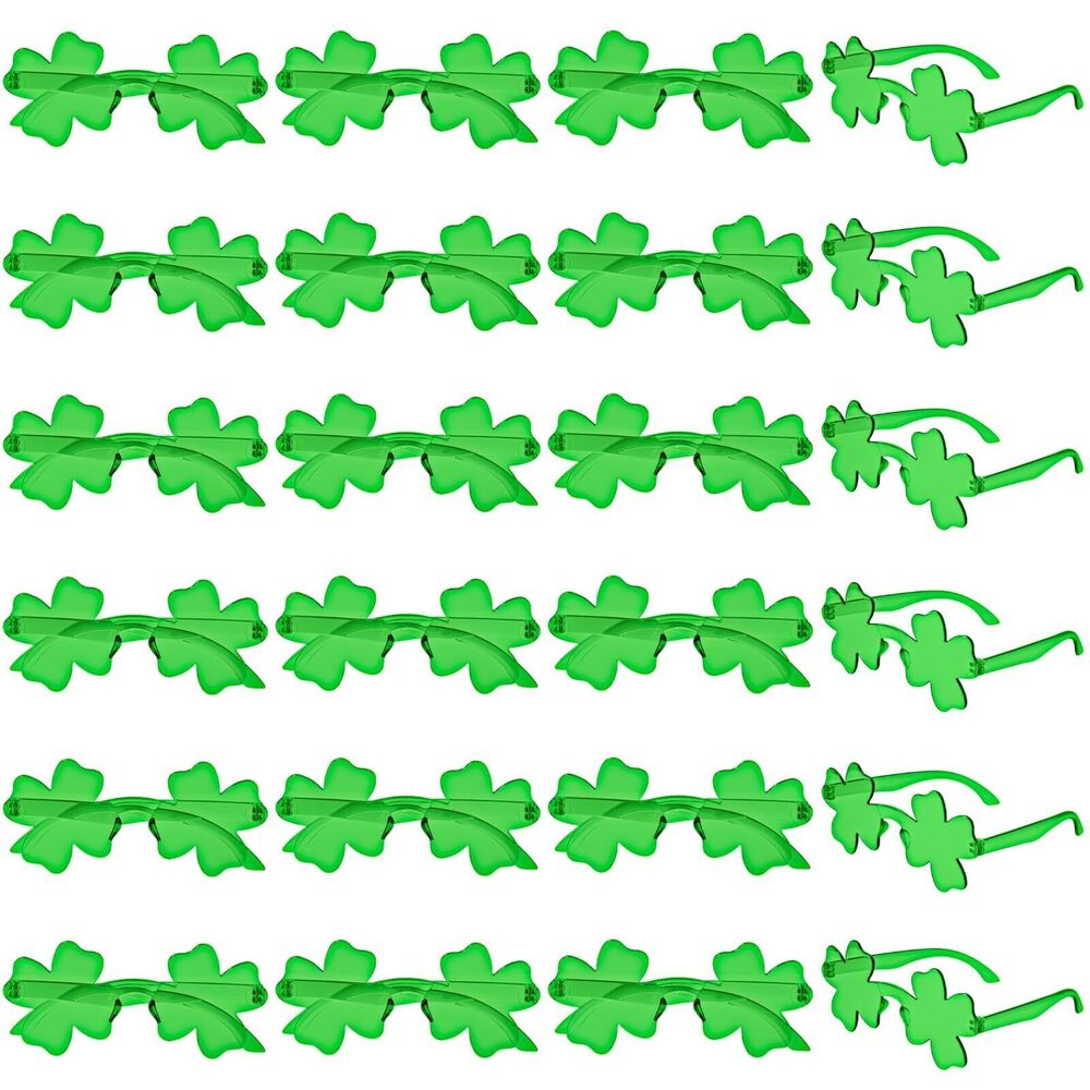 4666 24 Pairs St. Patrick's Day Shamrock Glasses Irish Lucky Green Clover
